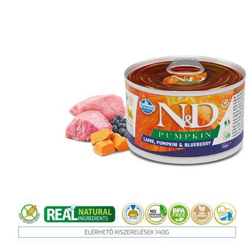 KT N&D Dog Pumpkin konzerv Mini Adult Bárány&Áfonya Sütőtökkel 140g