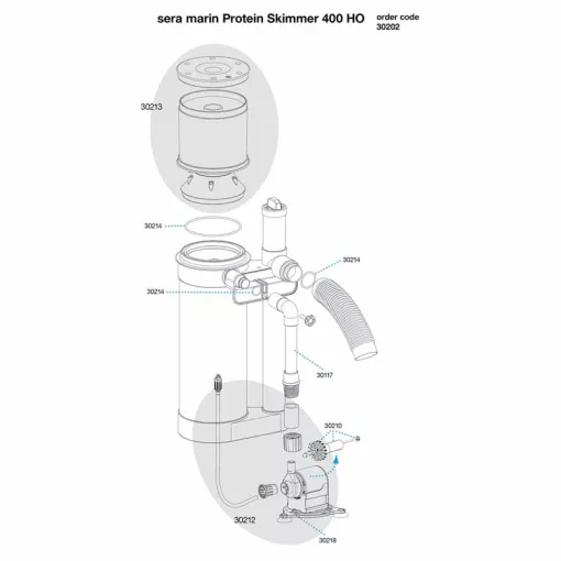 SERA Marin Protein Skimmer 400 HO Fehérje lehabozó tengeri akváriumokhoz