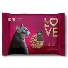   MY LOVE macska Multipack 4x85g ÚJ Nyúl ízletes szószban Alutasakos Macskaeledel