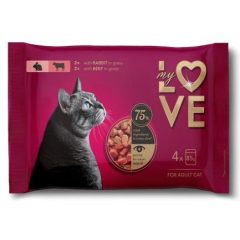   MY LOVE macska Multipack 4x85g Adult Nyúl+Marha ízletes szószban Alutasakos Macskaeledel