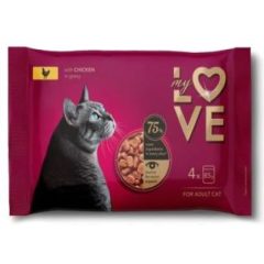   MY LOVE macska Multipack 4x85g ÚJ Csirke ízletes szószban Alutasakos Macskaeledel