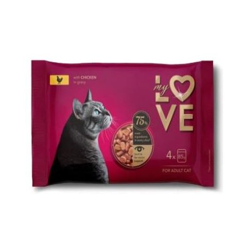 MY LOVE macska Multipack 4x85g Adult Csirke ízletes szószban Alutasakos Macskaeledel