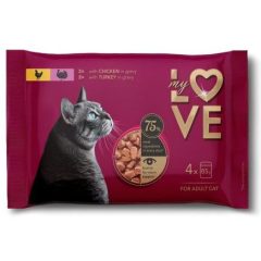   MY LOVE macska Multipack 4x85g Adult Csirke+Pulyka ízletes szószban Alutasakos Macskaeledel