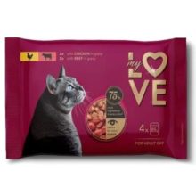 MY LOVE macska Multipack 4x85g ÚJ Csirke+Marha ízletes szószban Alutasakos Macskaeledel