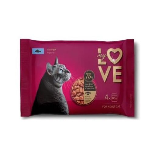 MY LOVE macska Multipack 4x85g Adult Hal ízletes szószban Alutasakos Macskaeledel