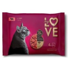 MY LOVE macska Multipack 4x85g ÚJ Marha ízletes szószban Alutasakos Macskaeledel