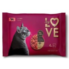   MY LOVE macska Multipack 4x85g ÚJ Marha ízletes szószban Alutasakos Macskaeledel