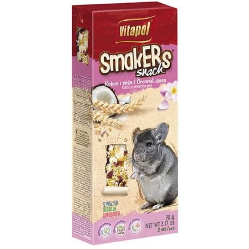 VITAPOL Smakers rúd csincsillának kókusz/rózsaszirom 2db 90g