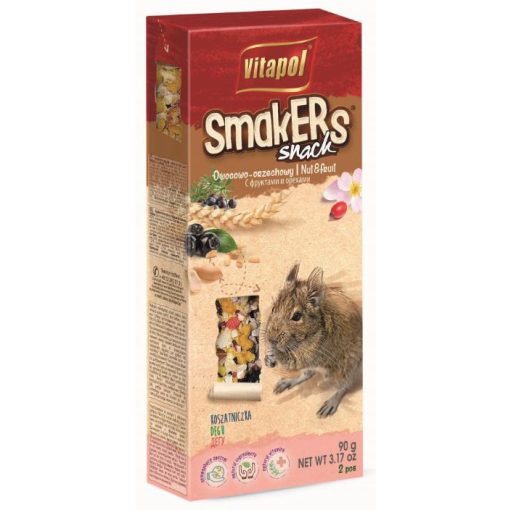VITAPOL Smakers rúd degunak dió/gyümölcs/rózsa szir. 2db 90g