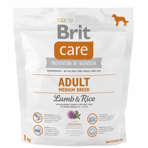 BRIT CARE Dog Hypoallergen Adult Medium Lamb&Rice 1kg