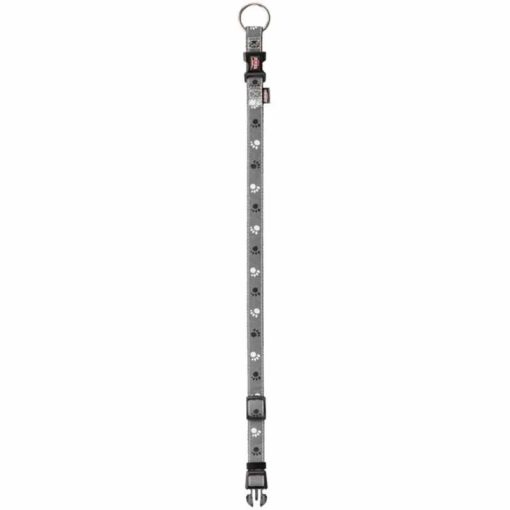 TRIXIE kutya nyakörv Reflect Fényvisszaverő S-M (30-45 cm/15 mm) Tappancsos Szürke/Fekete