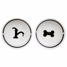 TRIXIE kerámia tál szett állványon 2x0,25l/13cm fehér/fekete