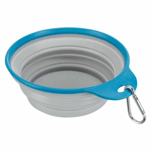 TRIXIE összecsukható szilikon tál utazáshoz 0,5L/14cm Fém karabinerrel