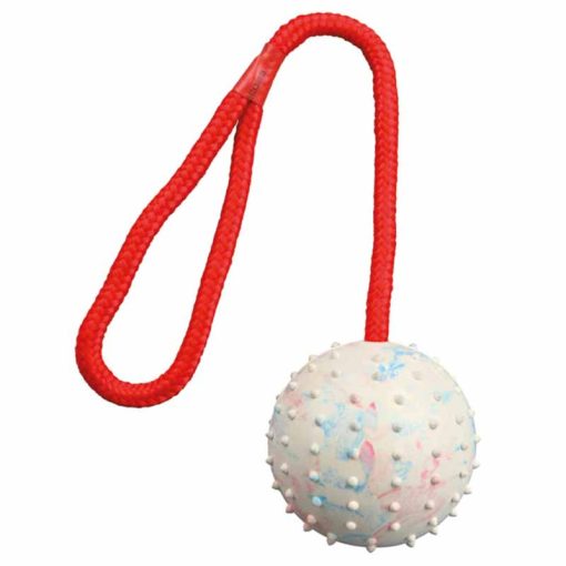 TRIXIE Tömör gumi Labda Kötéllel 7cm/30cm játék kutyáknak