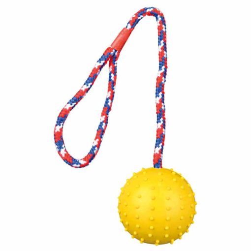 TRIXIE Tömör gumi Labda Kötéllel 7cm/30cm játék kutyáknak