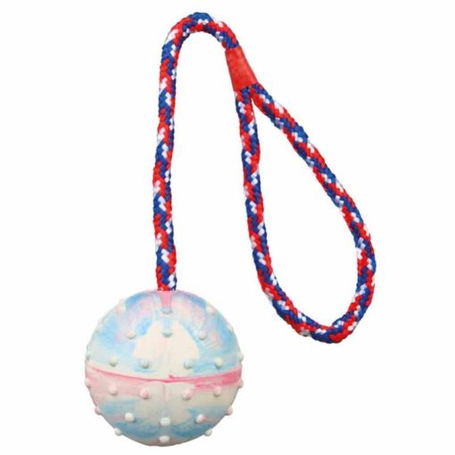 TRIXIE Natur gumi labda kötéllel 6/30cm játék kutyáknak