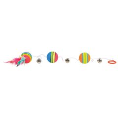   TRIXIE macska játék Labda Szivárvány 3,5cm (3labda+3csengő 80cm)