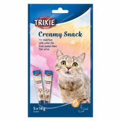  TRIXIE Cat Creamy Tonhal, fehér hal krémes jutalomfalat macskák részére 5x14g