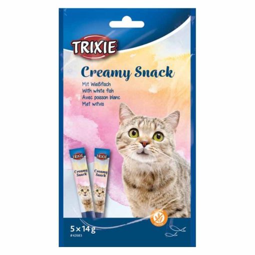 TRIXIE Cat Creamy Tonhal, fehér hal krémes jutalomfalat macskák részére 5x14g