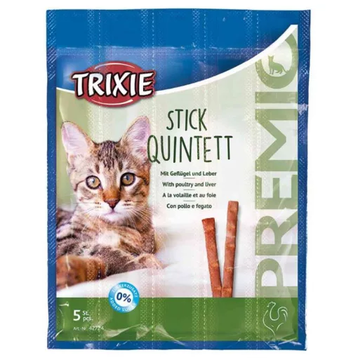 TRIXIE  PREMIO Quadro Stick Csirke Máj 5x5g Jutalomfalat macskáknak