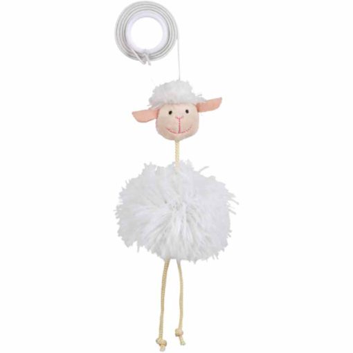 TRIXIE macska játék plüss Bárány függeszthető gumi kötélen 20cm