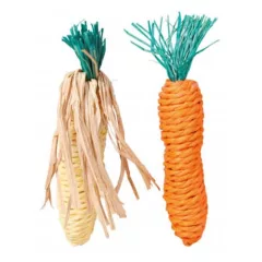   TRIXIE Szalma Kukorica és Répa játék rágcsálóknak 2db 15cm