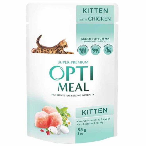 OPTIMEAL alutasakos macskaeledel Kitten Csirke szószban 85g