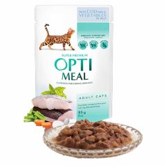   OPTIMEAL alutasakos macskaeledel Tőkehal Zöldség zselében 85g