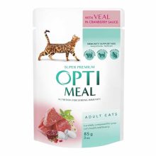 OPTIMEAL alutasakos macskaeledel Borjú Tőzegáfonya szószban 85g