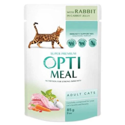 OPTIMEAL alutasakos macskaeledel Nyúl Répa zselében 85g