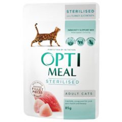   OPTIMEAL alutasakos macskaeledel Steril Pulyka+Csirkefilé szószban 85g