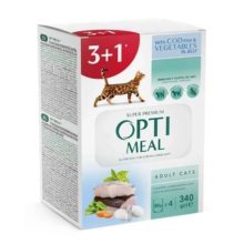 OPTIMEAL alutasakos macskaeledel MULTIPACK 4x85g Tőkehal zöldség zselében