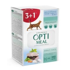   OPTIMEAL alutasakos macskaeledel MULTIPACK 4x85g Tőkehal zöldség zselében