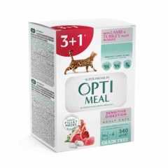   OPTIMEAL alutasakos macskaeledel MULTIPACK 4x85g Sensitive Digestion Bárány+Pulyka szószban