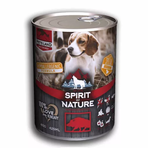 SPIRIT OF NATURE Dog Hypoallergen kutyakonzerv Vaddisznóhússal 415g