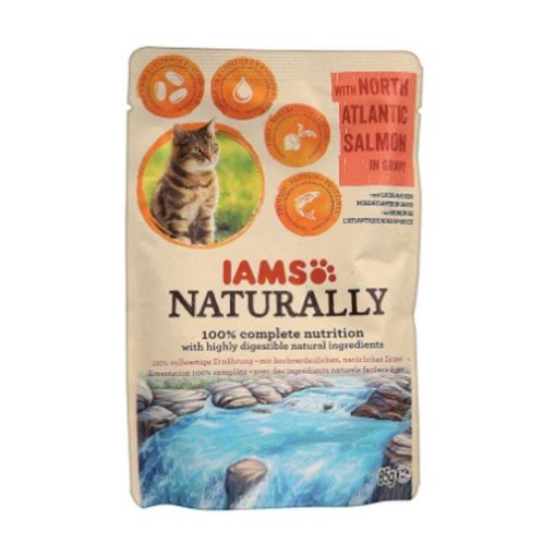 IAMS Naturally alutasakos 85g Szószban Adult Észak Atlanti Lazac