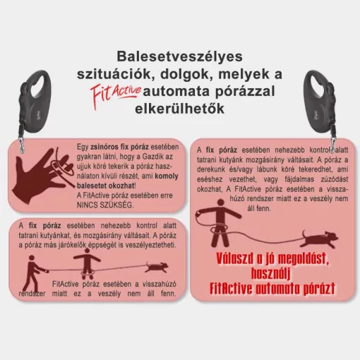 FITACTIVE automata póráz szalagos (XS) Kék 3 méter kutyák részére