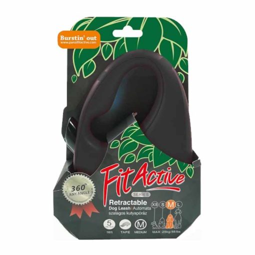 FITACTIVE automata póráz szalagos (XS) Fekete 3 méter kutyák részére