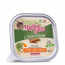 MIGLIORGATTO Cat pate 100g  Csirke, sárgarépával és kerti babbal