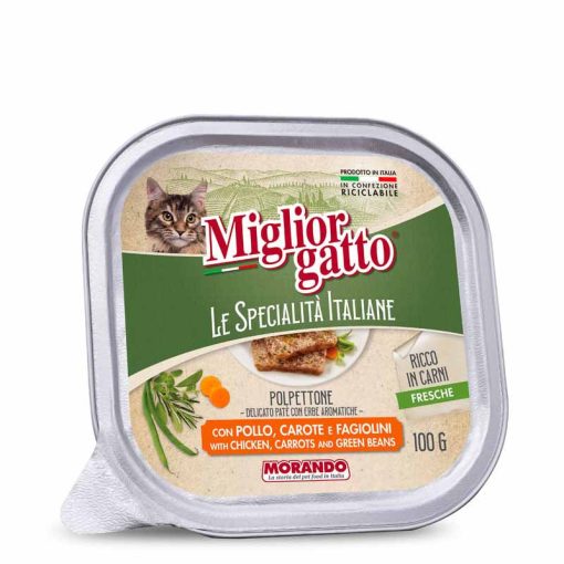 MIGLIORGATTO Cat pate 100g  Csirke, sárgarépával és kerti babbal