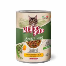 MIGLIORGATTO Cat 405g  Csirkehússal, Borsóval és sárgarépával