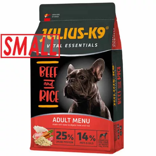 JULIUS K9 kutya Hypoallergenic Adult SMALL Vital Essentials Marha és Rizs 12kg