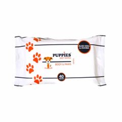   PUPPIES törlőkendő 40db Body&Paws Nedvestörlőkendő 20x16cm