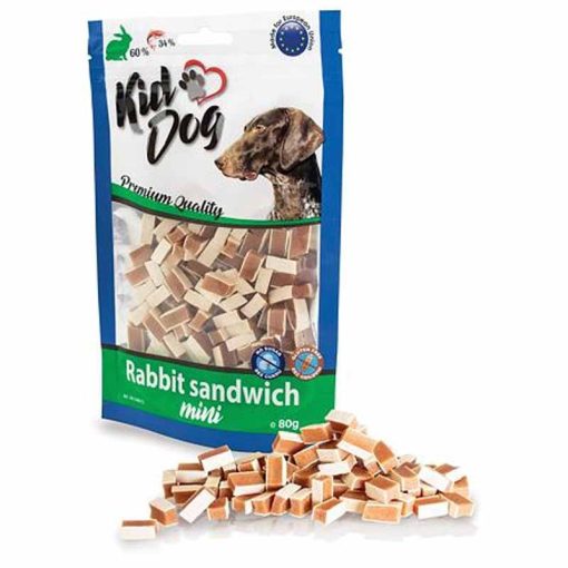 KIDDOG Rabbit sandwich Mini jutalomfalat kutyák részére 80g (nyúlhús,tőkehal)