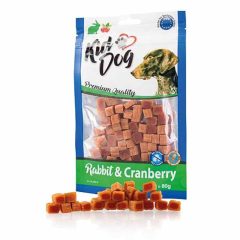   KIDDOG Rabbit Cranberry jutalomfalat kutyák részére 80g (nyúlhús, vörösáfonya)
