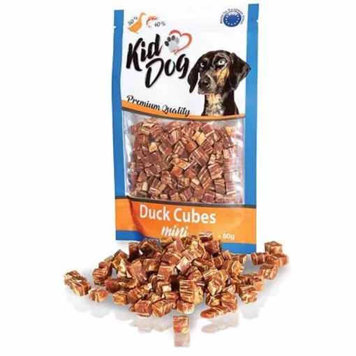 KIDDOG Mini Duck Cubes kacsa, tőkehal 80g jutalomfalat kutyáknak