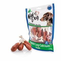   KIDDOG Rabbit Leg Calcium Bone Nyúlhús Kálciumos csonton 250g jutalomfalat kutyák részére