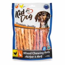 KIDDOG Mixed Chewing Rolls Csirke, kacsa, bivalybőr 250g jutalomfalat kutyák részére