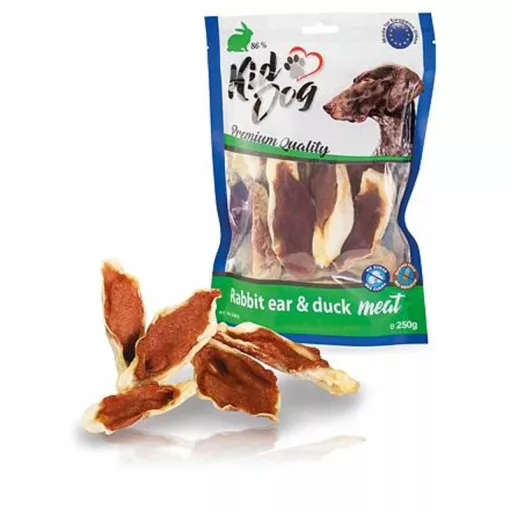 KIDDOG Rabbit ear&duck meat  Nyúlfül kacsahússal 250g jutalomfalat kutyák részére