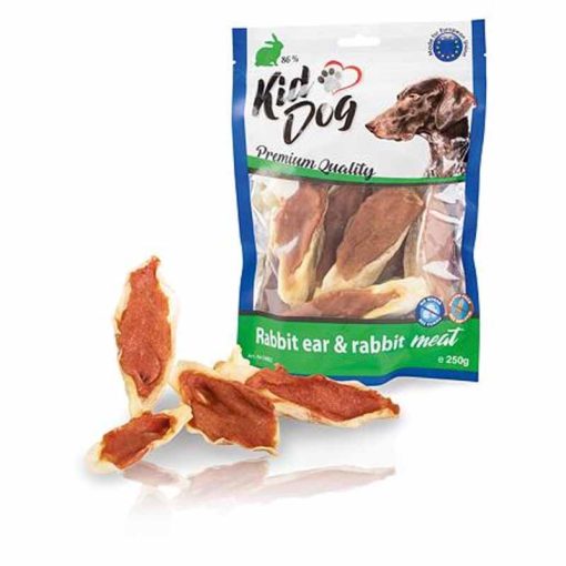 KIDDOG Rabbit ear&duck meat  Nyúlfül Nyúlhússal 250g jutalomfalat kutyák részére
